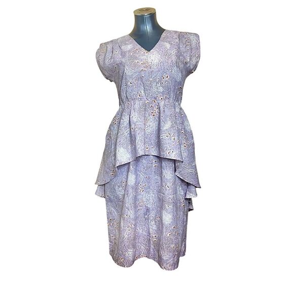 Vintage 1950s 1960s pattern midi dress womens tailored bell housewife hi low - Picture 1 of 12